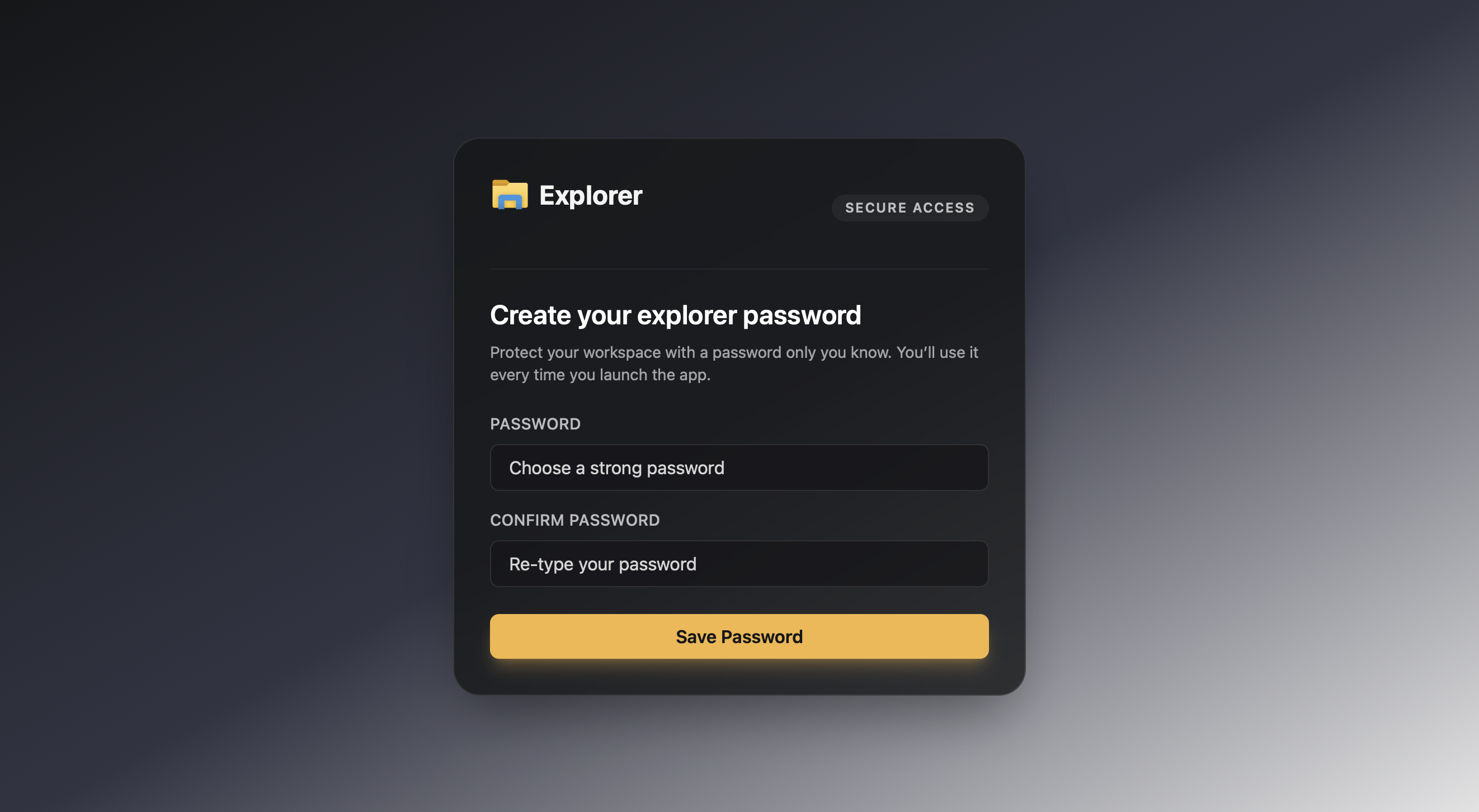 Workspace password creation